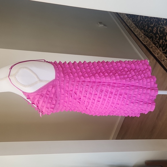 Bisou Bisou by Michele Bohbot Vintage Y2K Pink Ruffle Dress Slip M - Picture 5 of 14